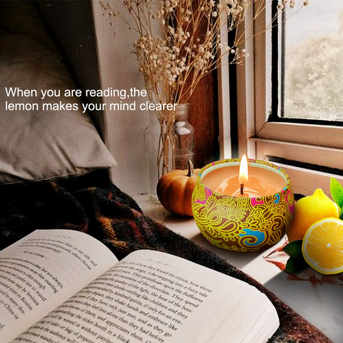 Scented Candles Gift Set Mom Gifts 4 Cans Aromatherapy Candle 4.4 Oz Natural Soy Wax Bath Yoga Unique Mothers Day Gifts Christmas Birthday Gifts for Women Wife Friends