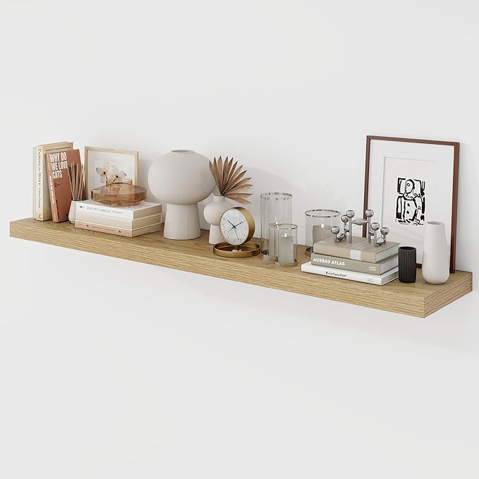 Acovy 48 Inch Floating Shelves, 9.3" Deep Floating Shelf Wall Mounted, Rustic