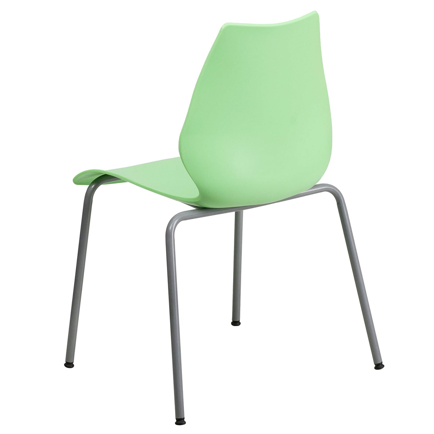 Flash Furniture 5 Pack HERCULES Series 770 lb. Capacity Green Stack Chair with Lumbar Support and Silver Frame