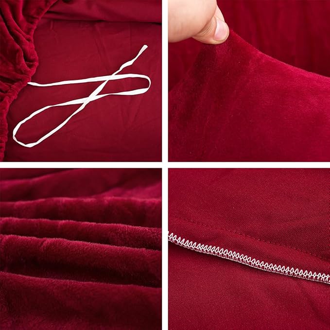 vctops 1-Piece Velvet Plush Stretch Loveseat Sofa Slipcover