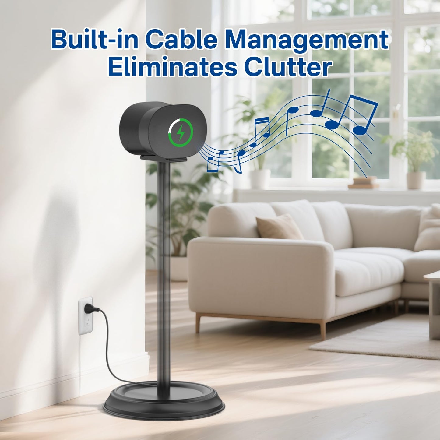 Heavy-Duty Speaker Stand for Sonos Era 300 Stand Pair with Cable Management - Floor Speaker Stands for Sonos Era 300 Speaker Stand Black for Secure and Easy Mounting