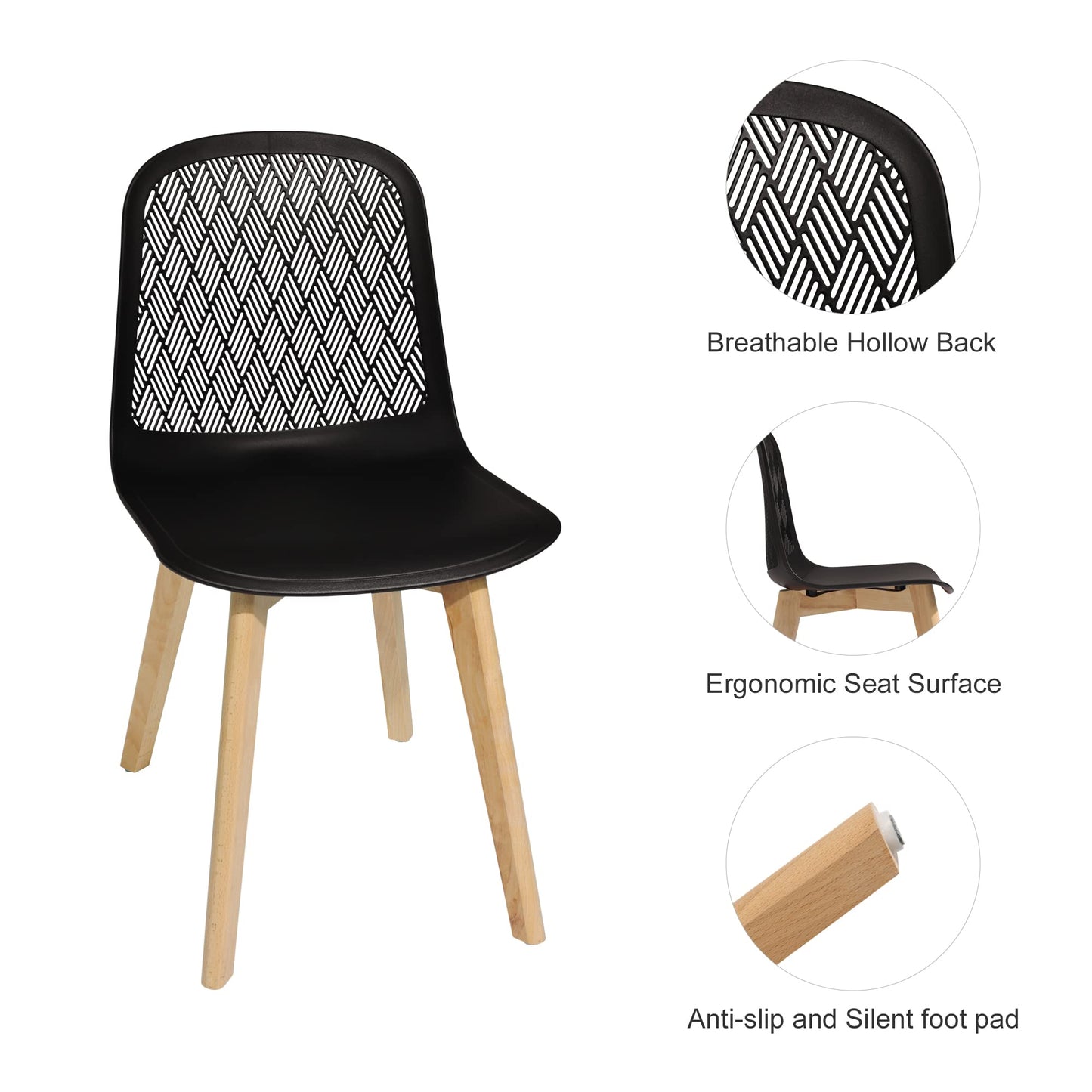 KM Legend Armless Modern Chairs with Wood Legs for Living, Bedroom, Kitchen,Dining,Lounge Waiting Room, Restaurants, Cafes, Set of 2…