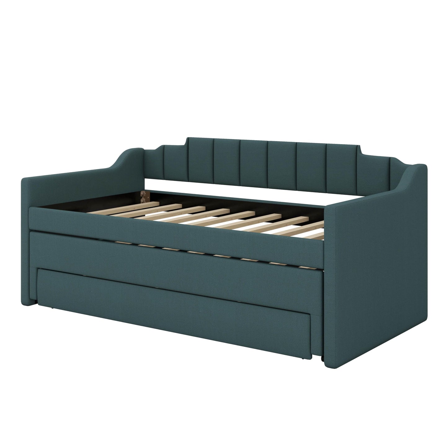 YunNianYang Twin Size Upholstered Daybed with Trundle and Three Drawers (Green)