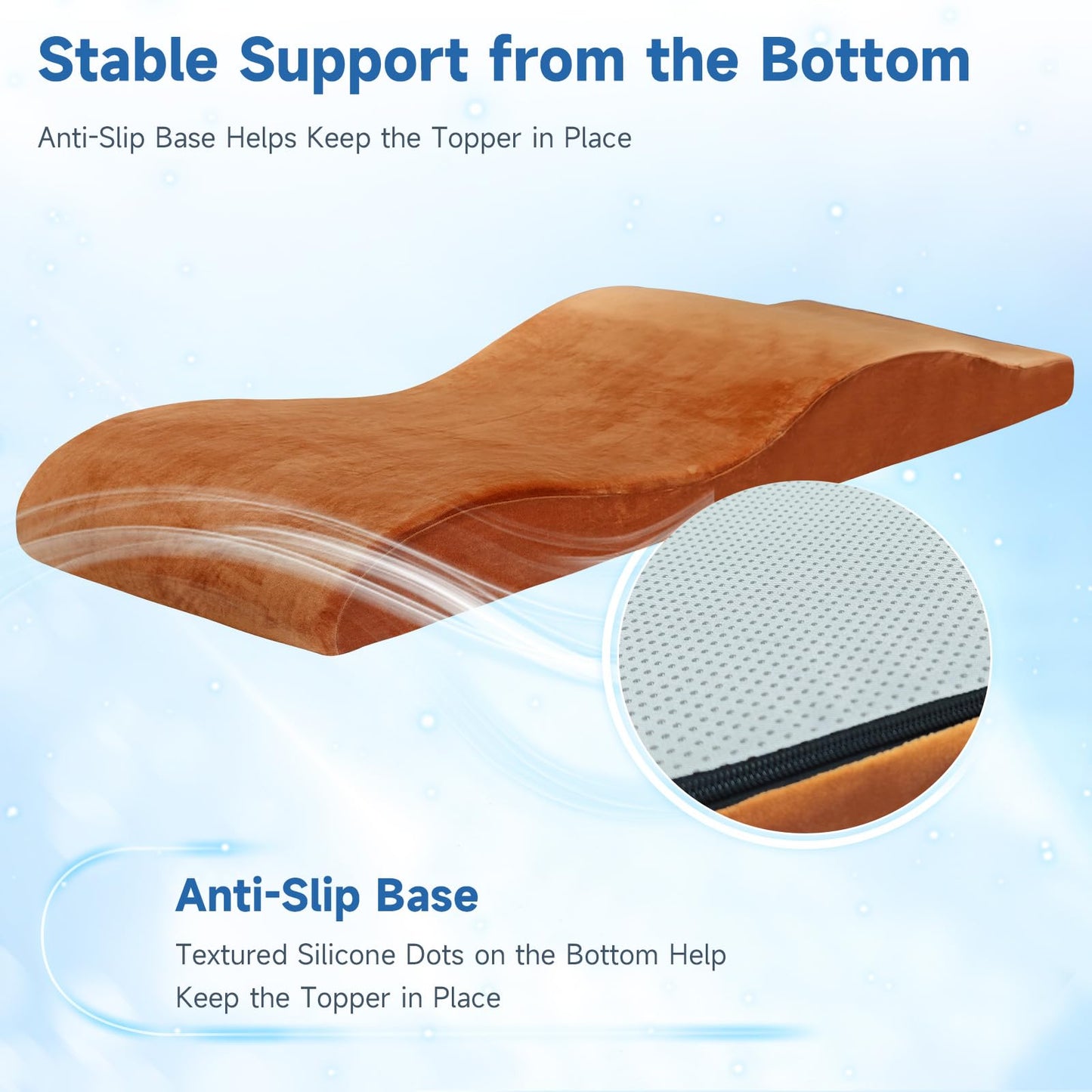JEINPING Curved Lash Bed Topper High Density Foam Curved Massage Mattress Non-Slip Lash Bed Cushion Velvet Ergonomic Lash Table Pad with Removable Cover for Beauty Salon 23.6in/70in, Dark Orange