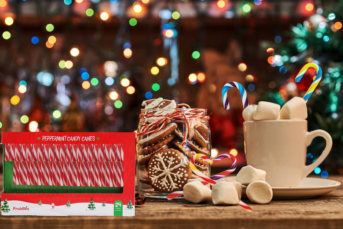 Fruidles 12-Pack Christmas 5 Inch Candy Canes Suckers, Peppermint Flavor, Individually Wrapped (12-Pack)