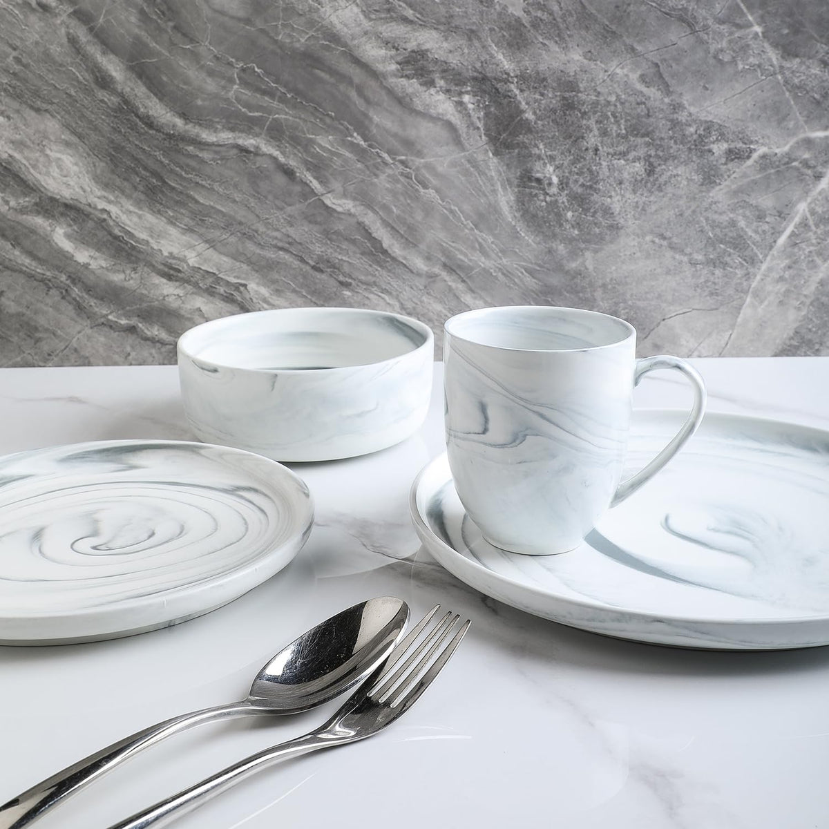 Stone Lain Brighton 16-Piece Dinnerware Set Porcelain, Gray