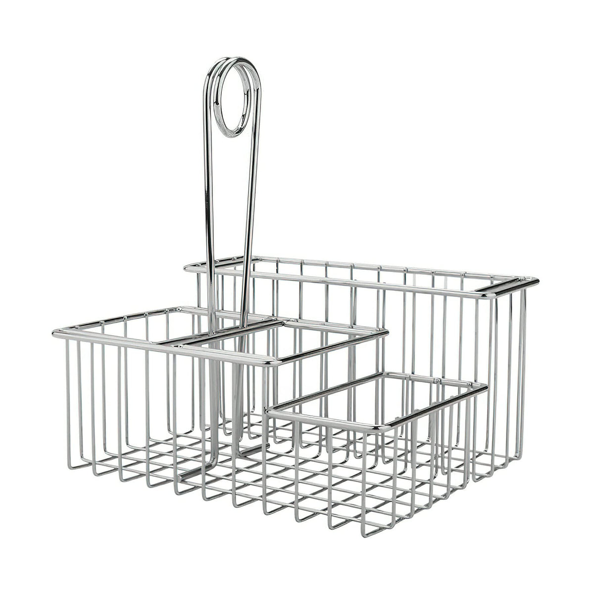 G.E.T. 4-21699 Chrome Four Compartment Condiment Caddy Metal Specialty Servingware Collection, 8" x 7" x 9" Tall, Chrome