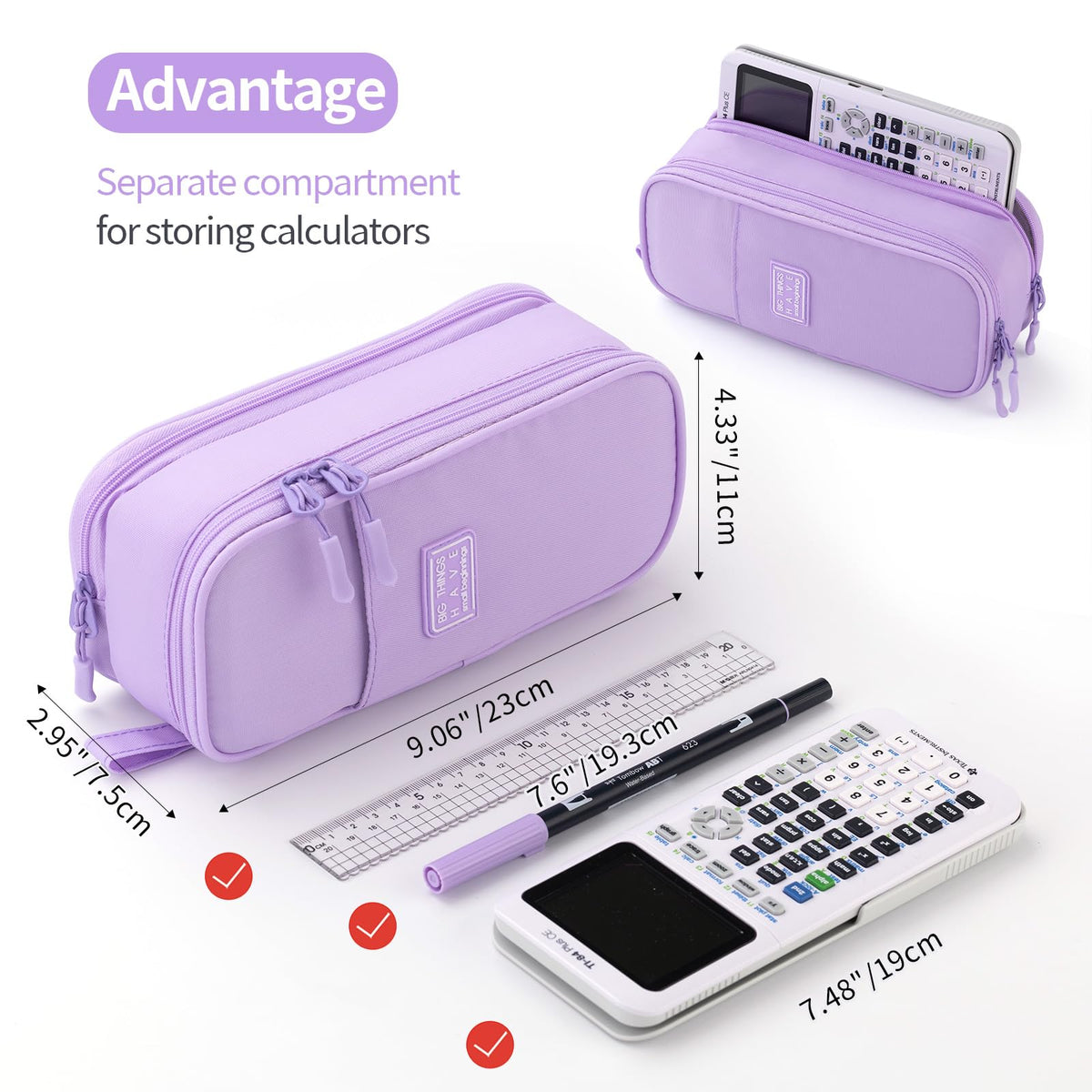 CICIMELON Large Pencil Case Big Storage Pen Pouch Bag with Compartment for School Supplies Office College Teen Boys Girls Adults, Upgraded Purple