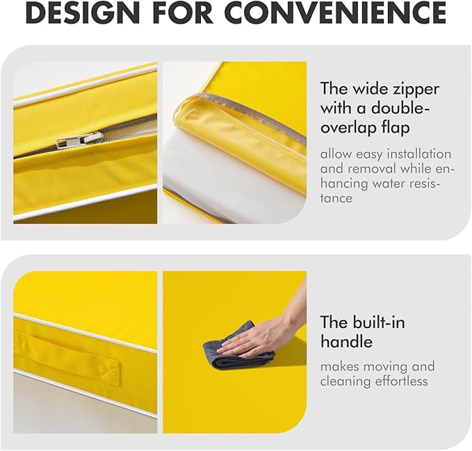 MIULEE Yellow Outdoor Seat Cushion 22x22 Inch Waterproof & 3 Year Fade