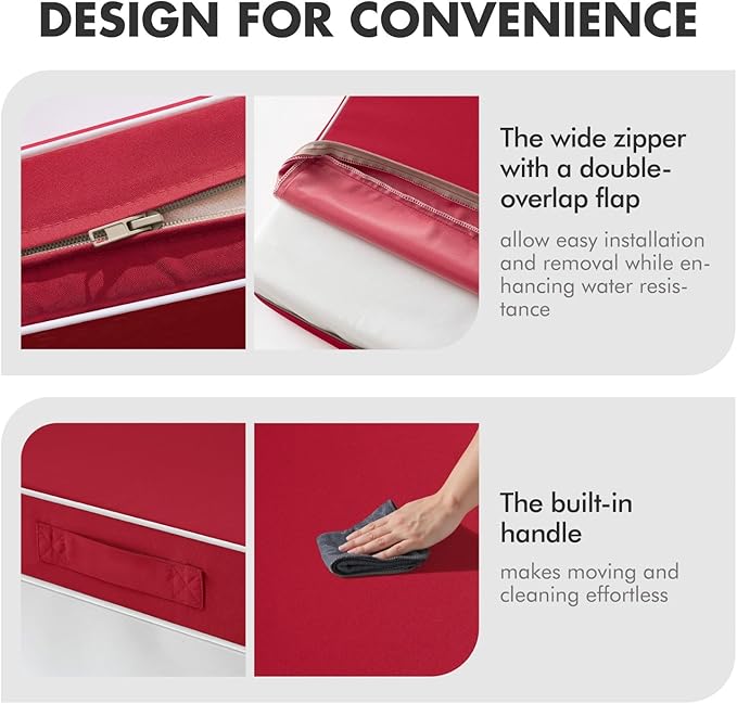 MIULEE Red Outdoor Seat Cushion 24x24 Inch Waterproof & 3 Year Fade Resistant