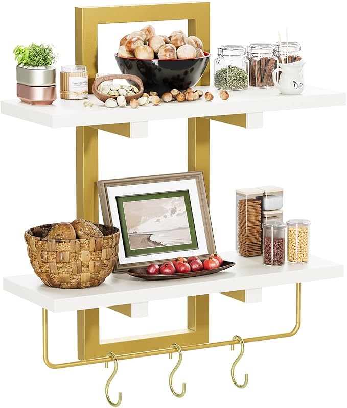Creso hom Floating Shelves, Hanging Bathroom Shelves 2-Tier, Wall Mounted