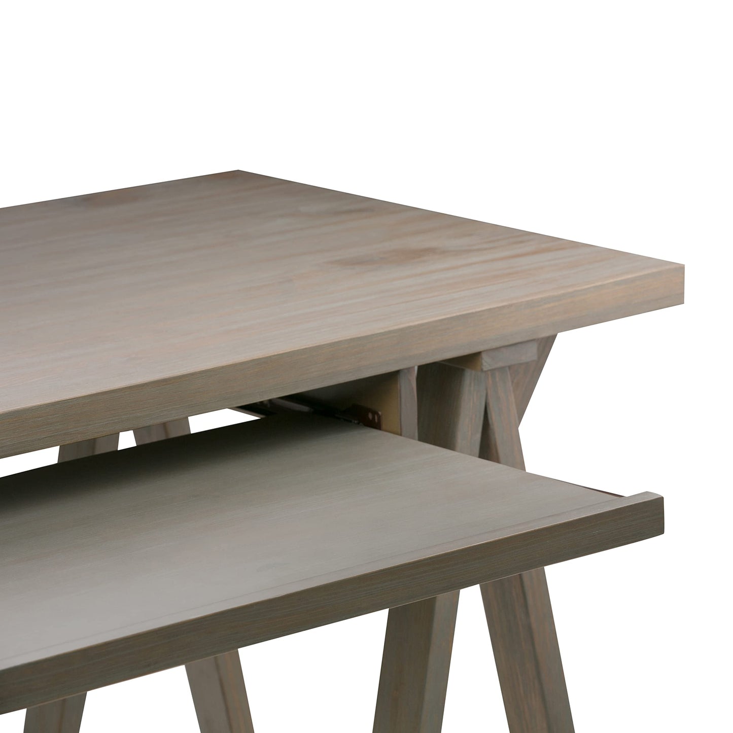 SIMPLIHOME Sawhorse SOLID WOOD Modern Industrial 60 inch Wide Home Office Desk, Writing Table, Workstation, Study Table Furniture in Distressed Grey