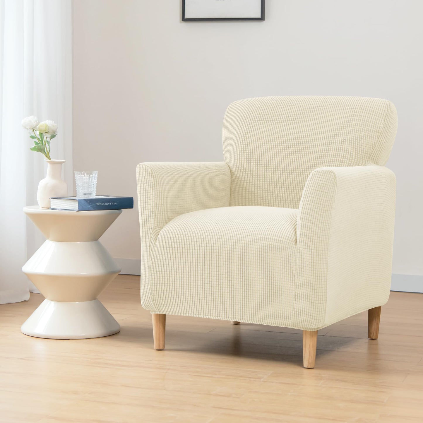 ele ELEOPTION Armchair Slipcovers Chair Covers with Arms Stretch for Living Room Office Club Chair Cover Furniture Protector Beigo