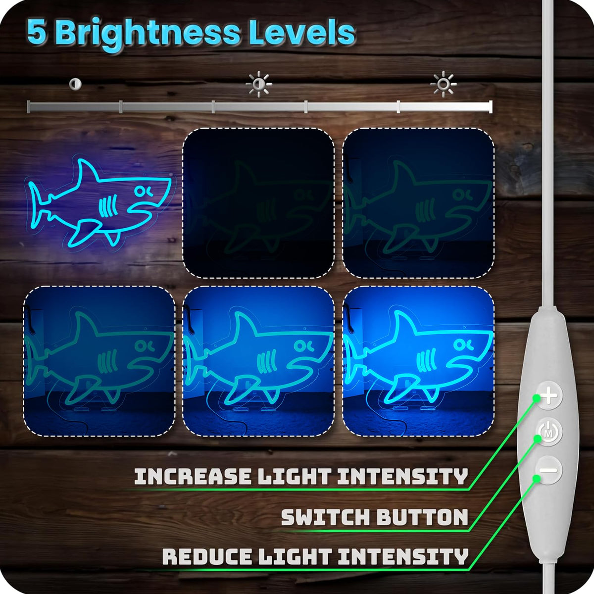 Balanar Shark Neon Signs for Wall Decor,Dimmable USB Powered LED Shark Light Animal Wall Decor Christmas Birthday Gift for Boys Men, Bedroom Living Room Man Cave Home Decoration10*15.7Inch