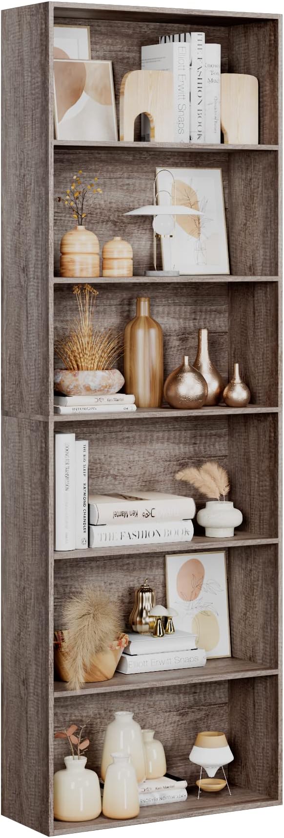 FOTOSOK 6-Tier Open Bookcase and Bookshelf, Freestanding Display Storage