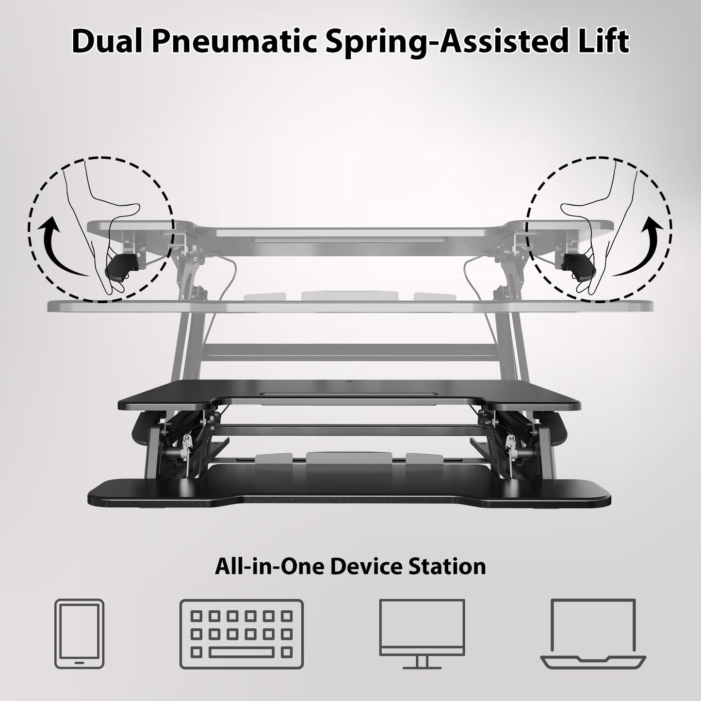 BONTEC Standing Desk Converter w/Dual Gas Spring, Height Adjustable for Dual Monitor Workstation (42")