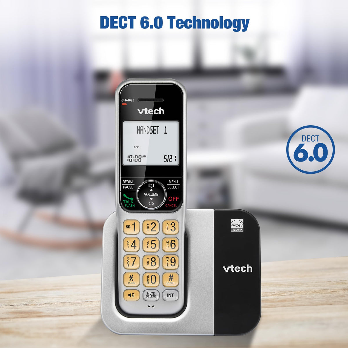 VTech Cordless Phone System for Home with Call Block, Large Display & Buttons, Backlit Screen, Full-Duplex Speakerphone, Caller ID/Call Waiting, DECT 6.0, Easy to Use, Table & Wall Mountable | CS5319