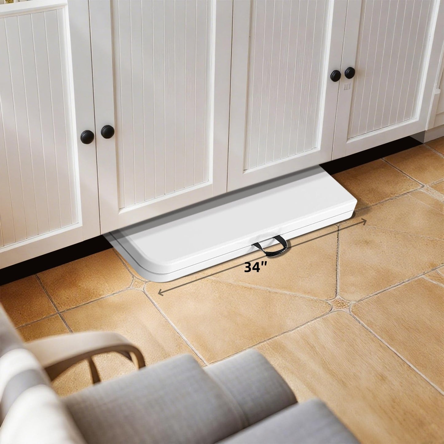 Vampire Killer 34" Square Folding Table Fold-in-Half Utility Dining Portable Table Heavy Duty HDPE with Carrying Handle, Plastic Tables for Camping,Picnic, Office, Party,Card Table (White)