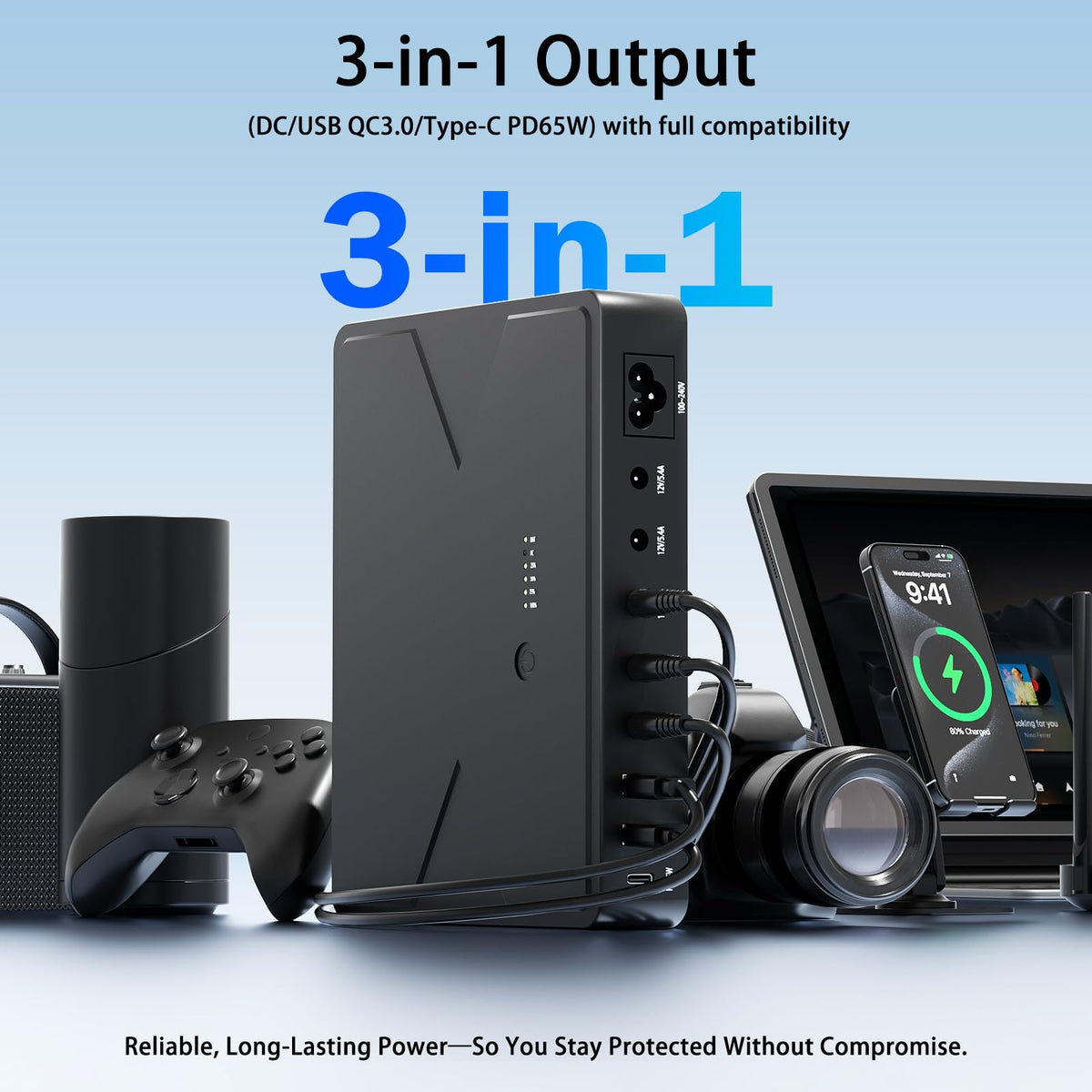 13PCS Mini UPS Battery Backup Power Supply 20000mAh/74Wh Lithium, PD65W & QC3.0 DC UPS Battery Backup & Surge Protector for Compute,Uninterruptible Power Supply for WiFi Router Phone Camera