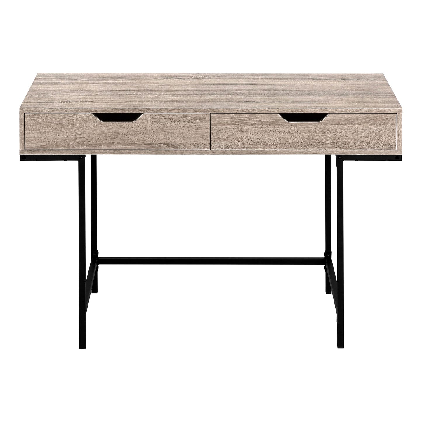 Monarch Specialties I 7555 Computer Desk, Home Office, Laptop, Storage Drawers, 48" L, Work, Metal, Laminate, Brown, Black, Contemporary, Modern