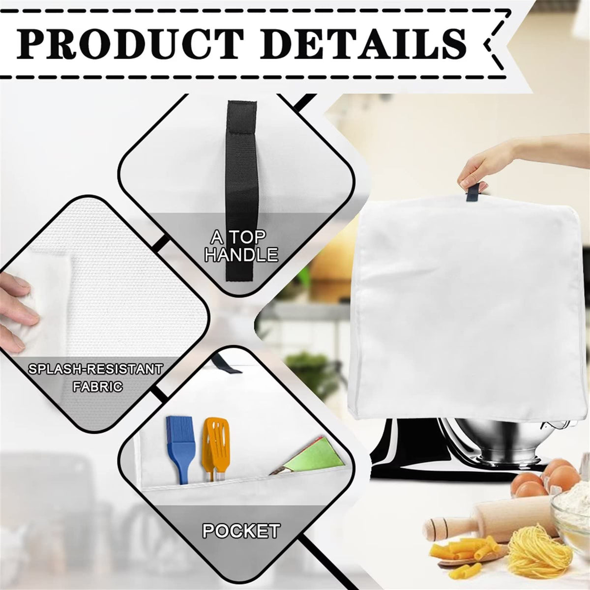 HUISEFOR Stand Mixer Cover Compatible with Kitchen Aid Mixer, Brown Flower Kitchen Appliance Dustproof Covers with Accessories Pockets, Fits All Tilt Head & Bowl Lift Models Mixers