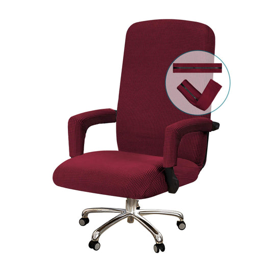 Turquoize Office Chair Cover Stretch With Arms - Universal Removable Rotating Boss Slipcover for Computer Desk Chairs - for Dogs Cats Pets, Burgundy