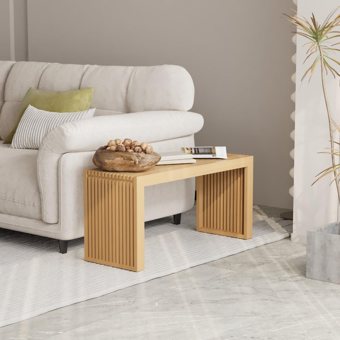 Wisuce Bamboo Dining Bench, 35 inch Entryway Indoor Kitchen Bench, Natural