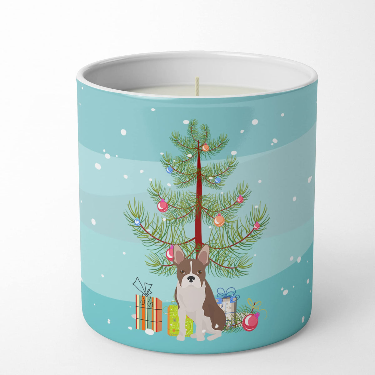 Caroline's Treasures CK3493CDL Boston Terrier Christmas Tree 10 oz Decorative Soy Candle Nature Soy Wax Essential Oil Home Decor Ideal for Bedroom Kitchen Bath Office Gift, 10 oz