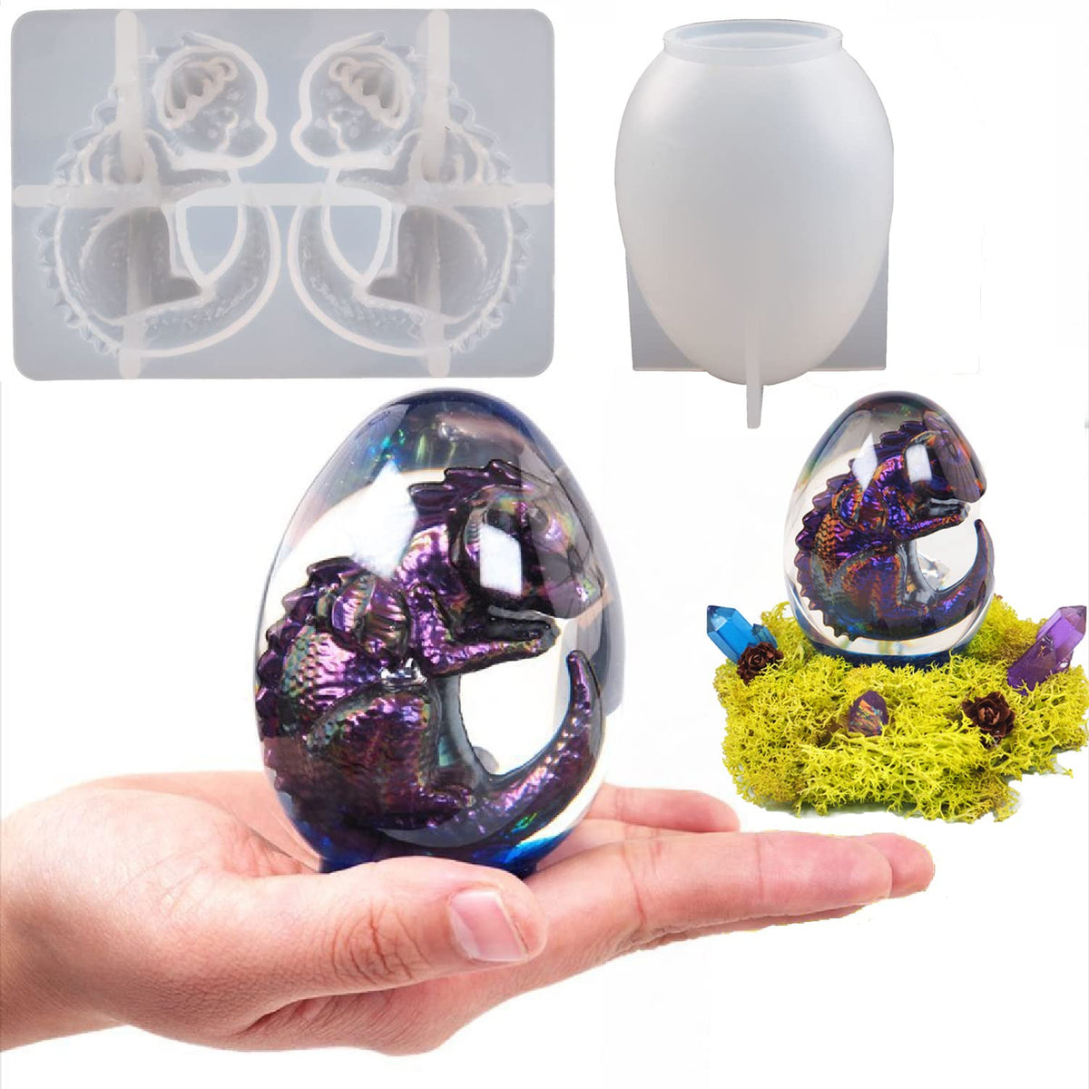 2 Pack Dinosaur Silicone Mold - Resin Candle & Easter Egg Mold - Animal & Cartoon Mold for Home Decoration