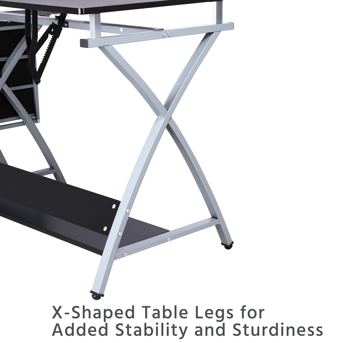 Yaheetech Drafting Desk, Drawing Table for Artists/Adults, Art Desk w/Stool and 3 Slide Drawers, Painting Studio Design Work Station, Adjustable Tabletop, Modern, 50.5 x 24 x 45 inch