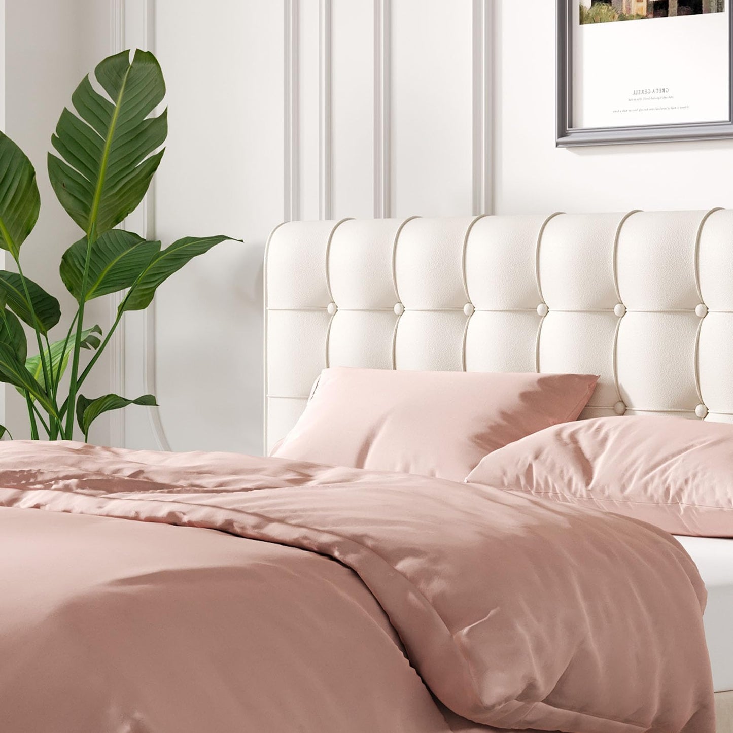 Upholstered Wall Mounted Headboard Full Size with Removable Beige Cushion Peel and Stick Headboard Cover Soft Padded Backrest for Dorm Bed Frame Bedroom Decor Washable Adhesive Head Board (Full,Beige)