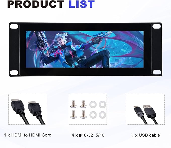 GeeekPi 7.84 inch 1280x400 LCD Touch Screen 2U Rack Mount Monitor