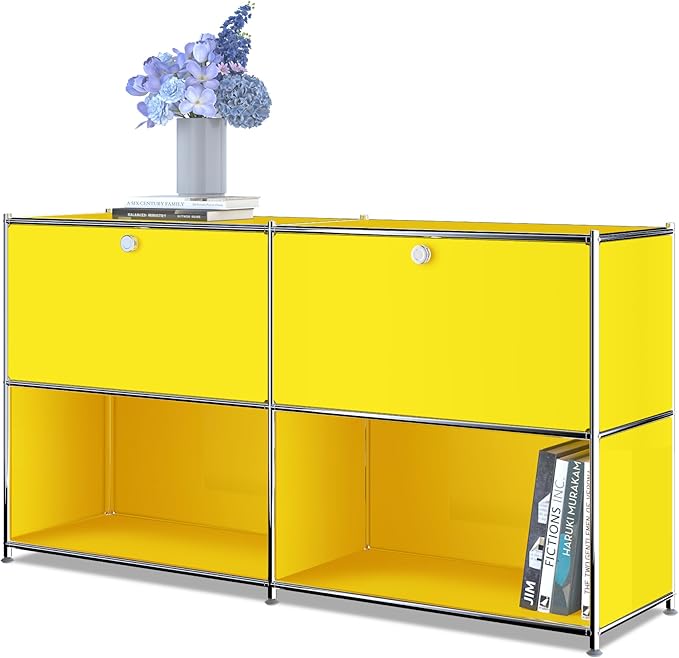 Metal Sideboard with 2 Flap Doors, DIY Modern Home Furnishing, Foyer
