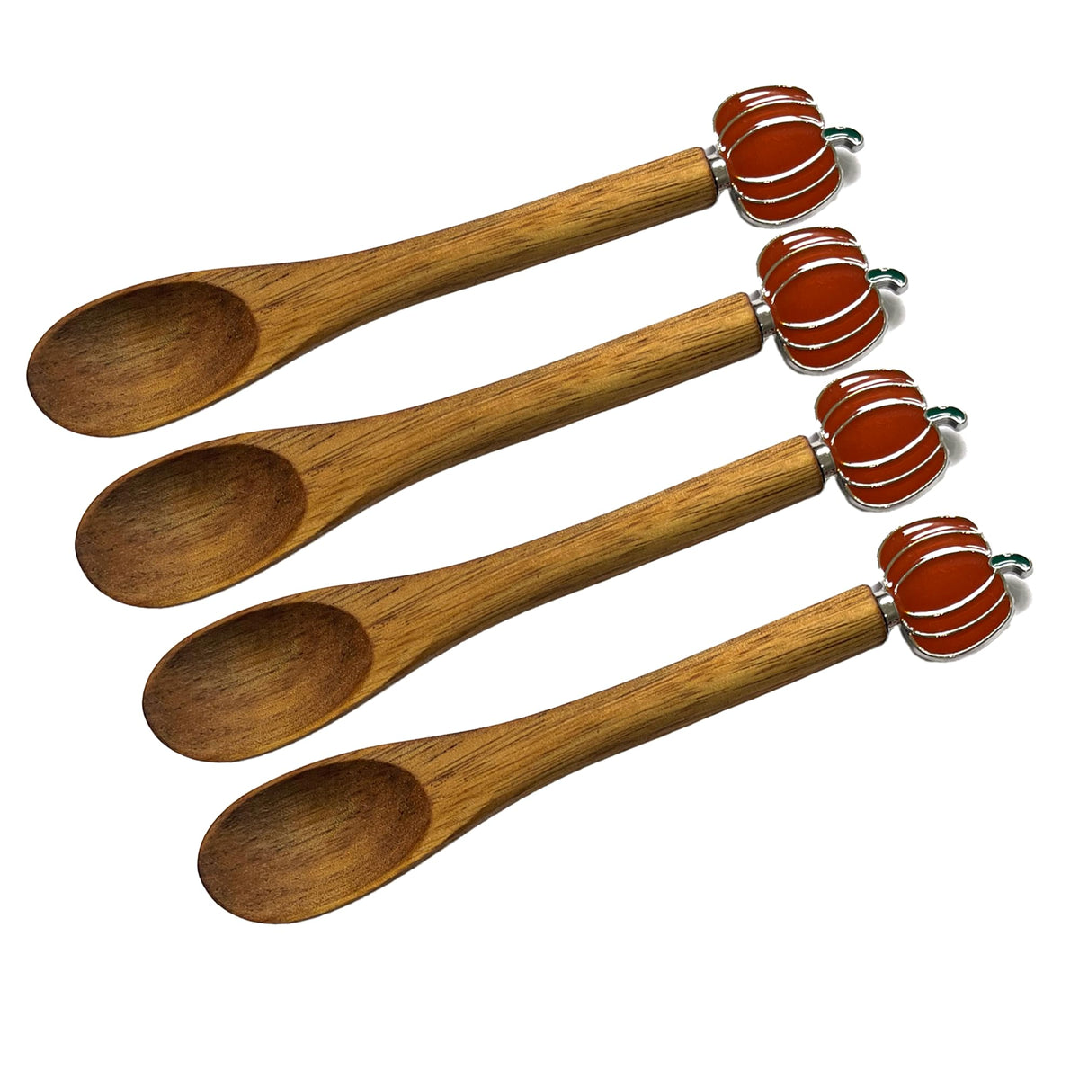 4PCS Wooden Spoons for Eating, Collection Pumpkin Spoons, Fall Coffee Spoons,Thanksgiving Wooden Teaspoon,Halloween Small Wooden Spoons for Honey Coffee Stirring Tea Yogurt Jars, 5.1 Inches Length