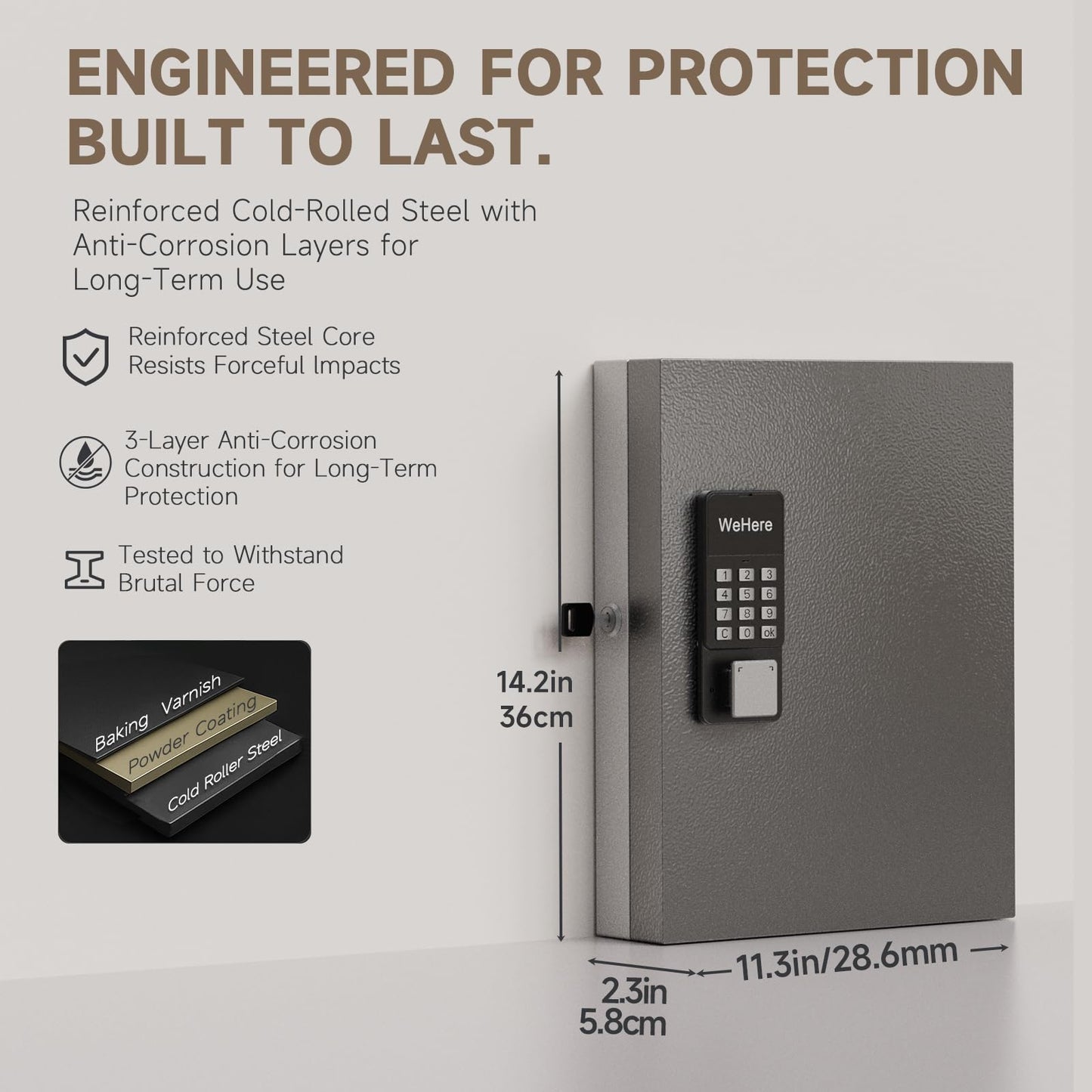 DiDiHere 32 Key Lock Box Wall Mount, Smart Key Cabinet One Time Password/APP Bluetooth/Fixed/Wi-Fi Remote/Key Unlock, Key Management for Valets/Realtors/Office/Hotel