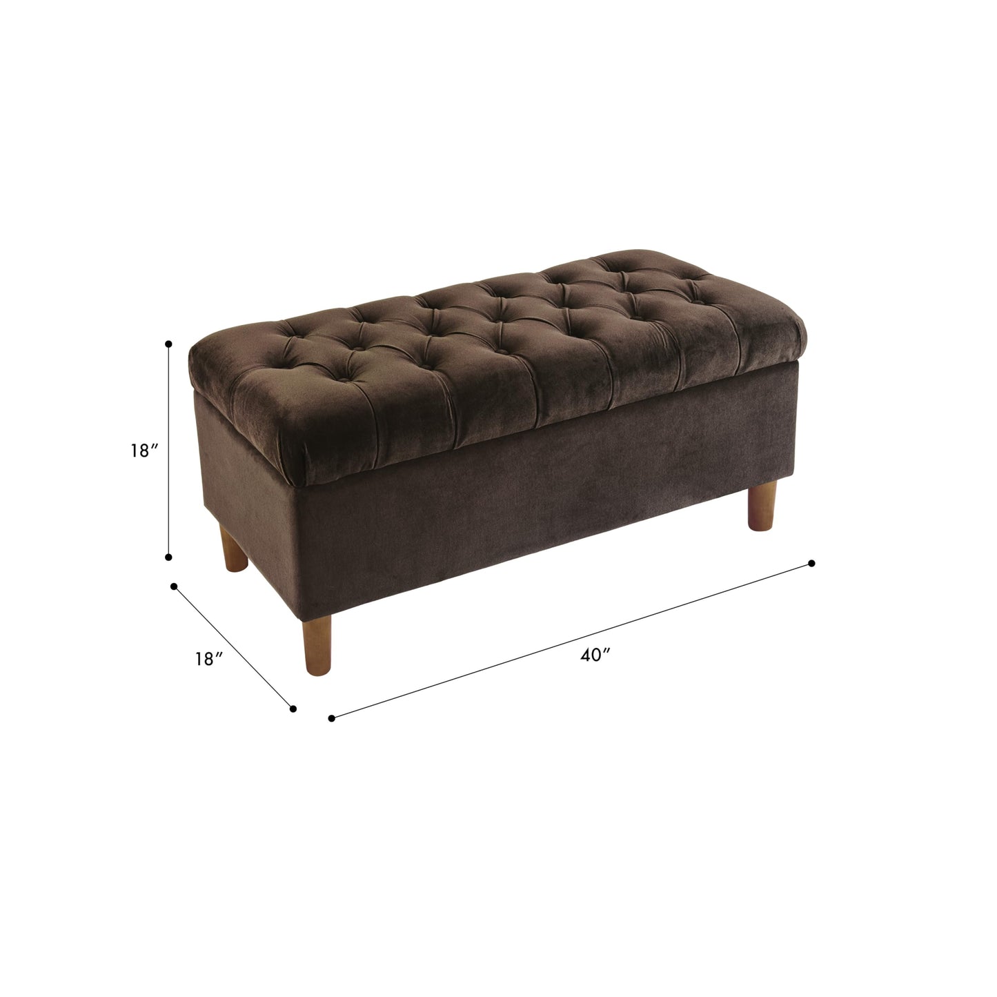 HomePop 40" Ainsley Button Tufted Storage Bench - Chocolate Brown Velvet