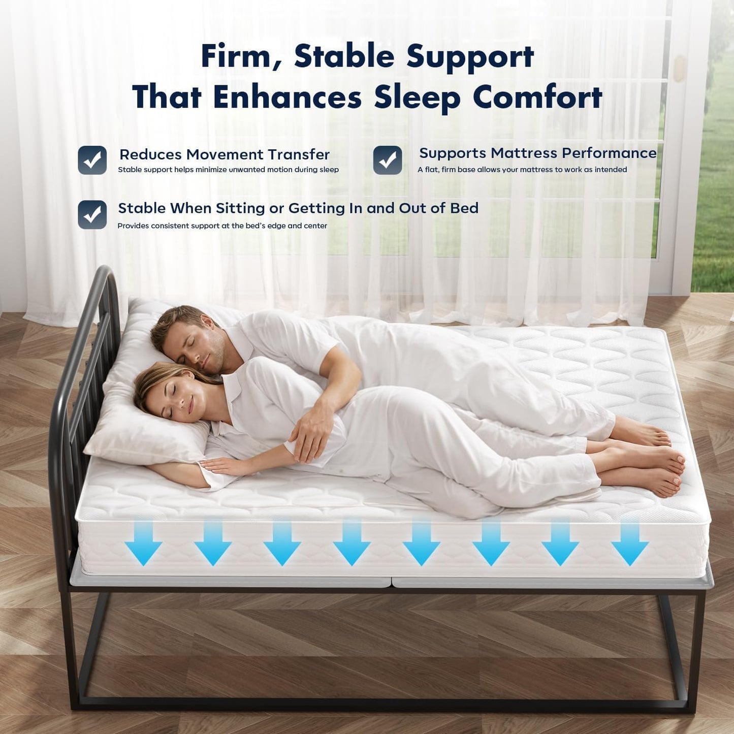 BedBro Bunkie Board King 10mm (76" x 80") - Grey Under Mattress Support, Anti-Sag & Noise-Free, Breathable Low Profile Bed Board for Metal Frame, Platform & Slatted Beds