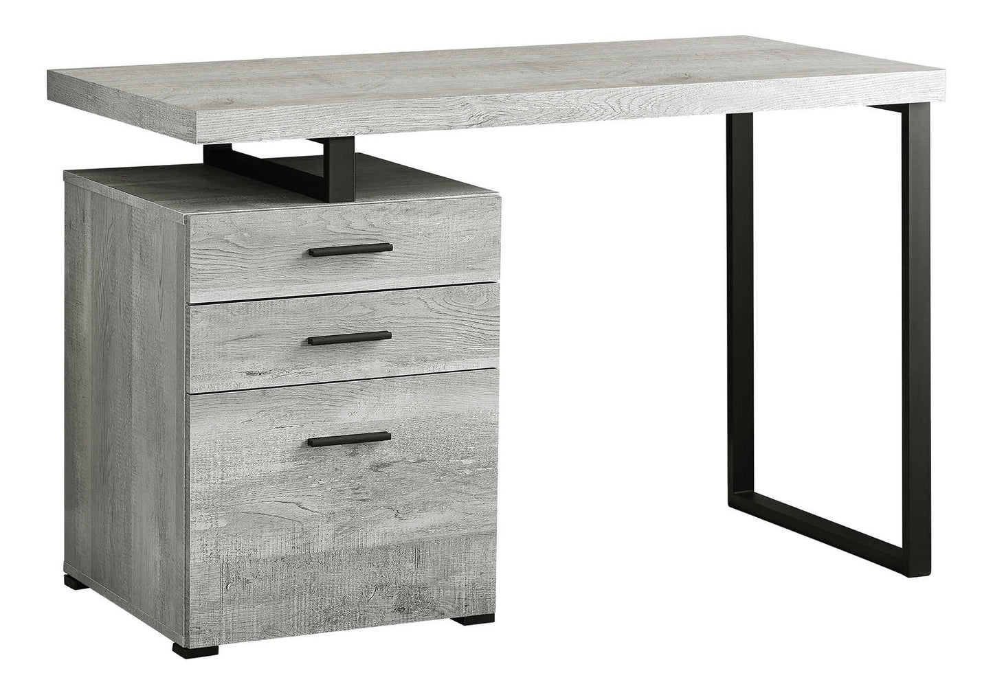 Monarch Specialties Computer Desk with File Cabinet - Left or Right Set- Up - 48"L (Grey Reclaimed Wood Look)