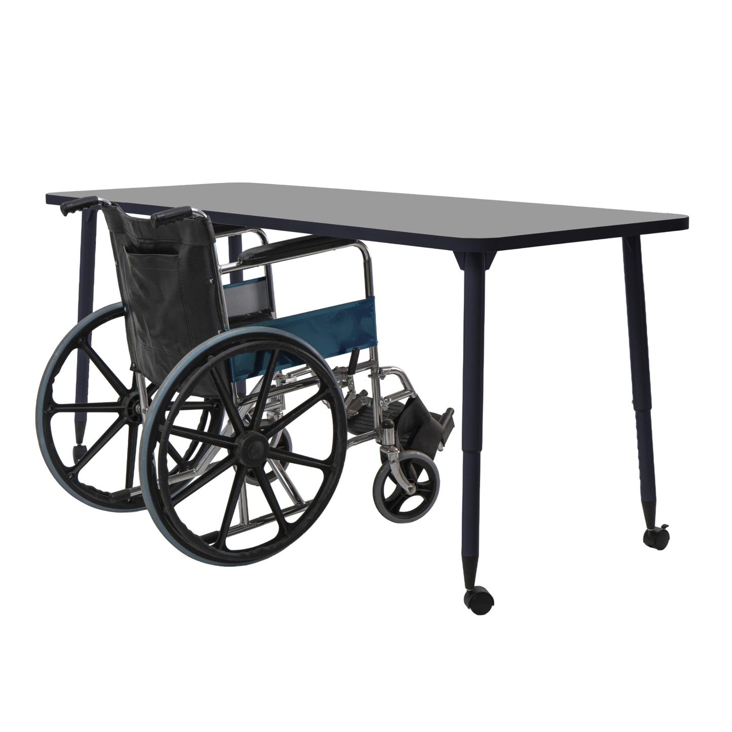 Adapte Commercial Classroom Activity Table - 30" x 72" Rectangle, ADA Compliant Tapered Legs with Glides & Casters, Adjustable Height 22-34" Wheelchair Accessible, School & Office Furniture