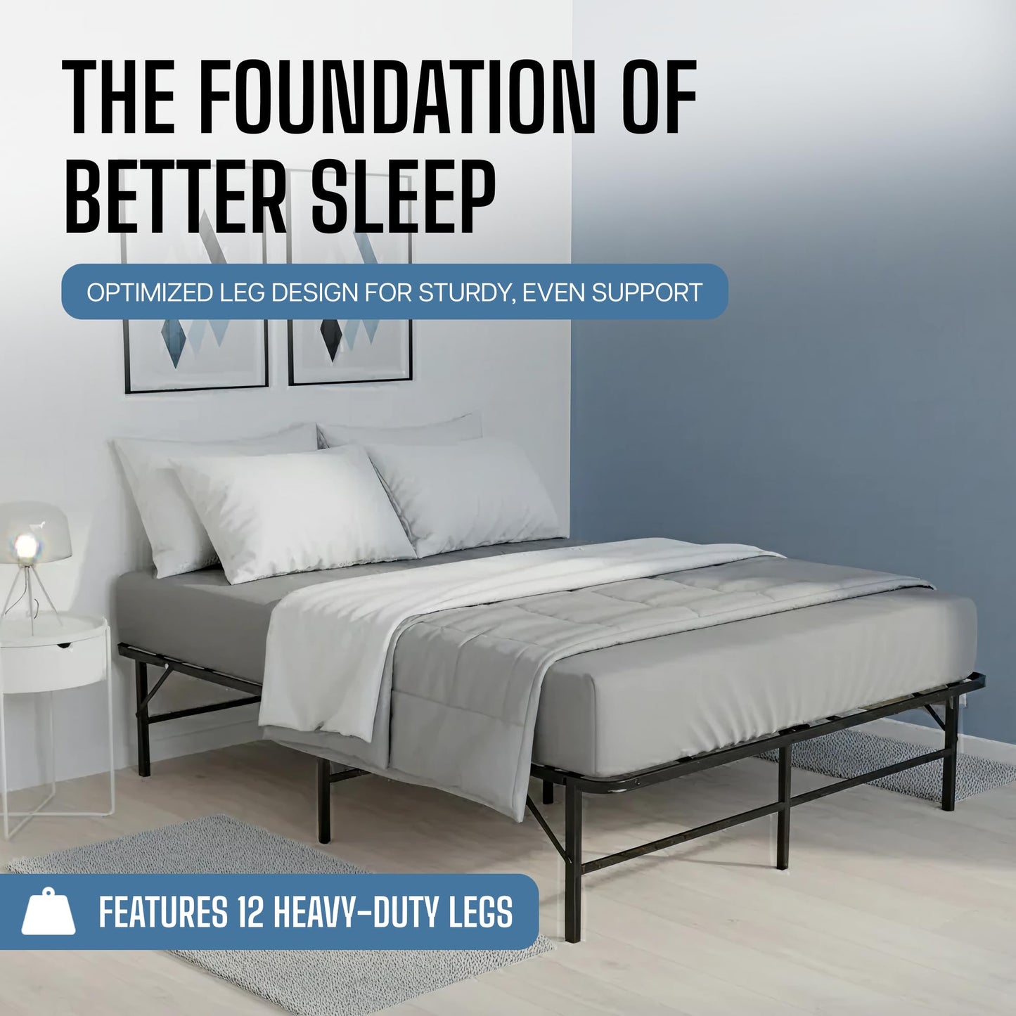 Big Sky Sleep CO. IdealFrame Full - High-Rise Platform Bed Frame - Metal, No Box Spring