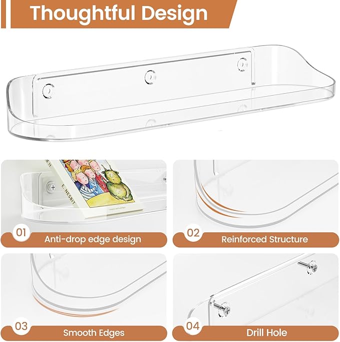 SpaceWhisper Floating Shelves for Wall, Living Room, Display Hanging Shelf