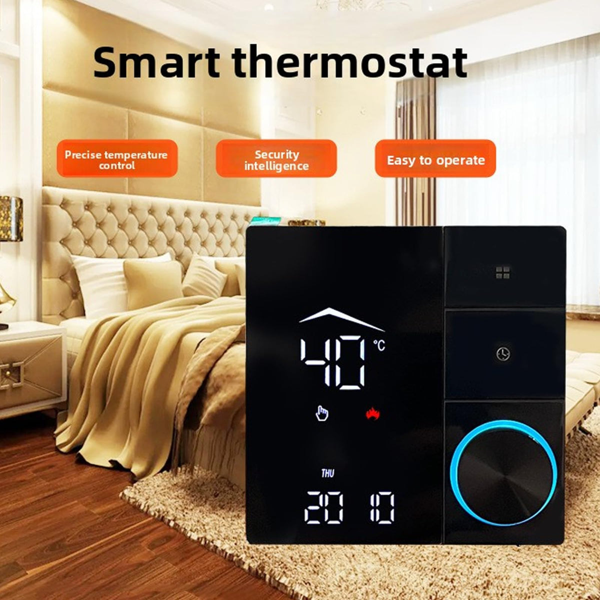 YUEHISY Smart Thermostat, WiFi Temperature Controller Panel 16A, APP Remote Scheduling, Programmable, IP20 Rated, for Home, Hotel, Office