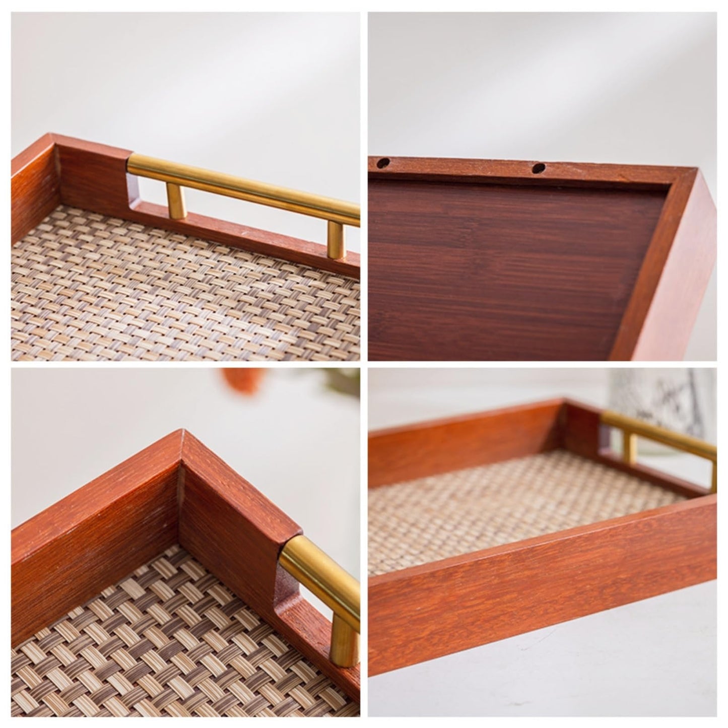 17.7x12in Wood Serving Tray with Handles Suitable for Coffee Tables Breakfast, Dinner Kitchen barbecues Ottoman Parties and Bars Can be Used as a Storage Tray for Rustic Decor