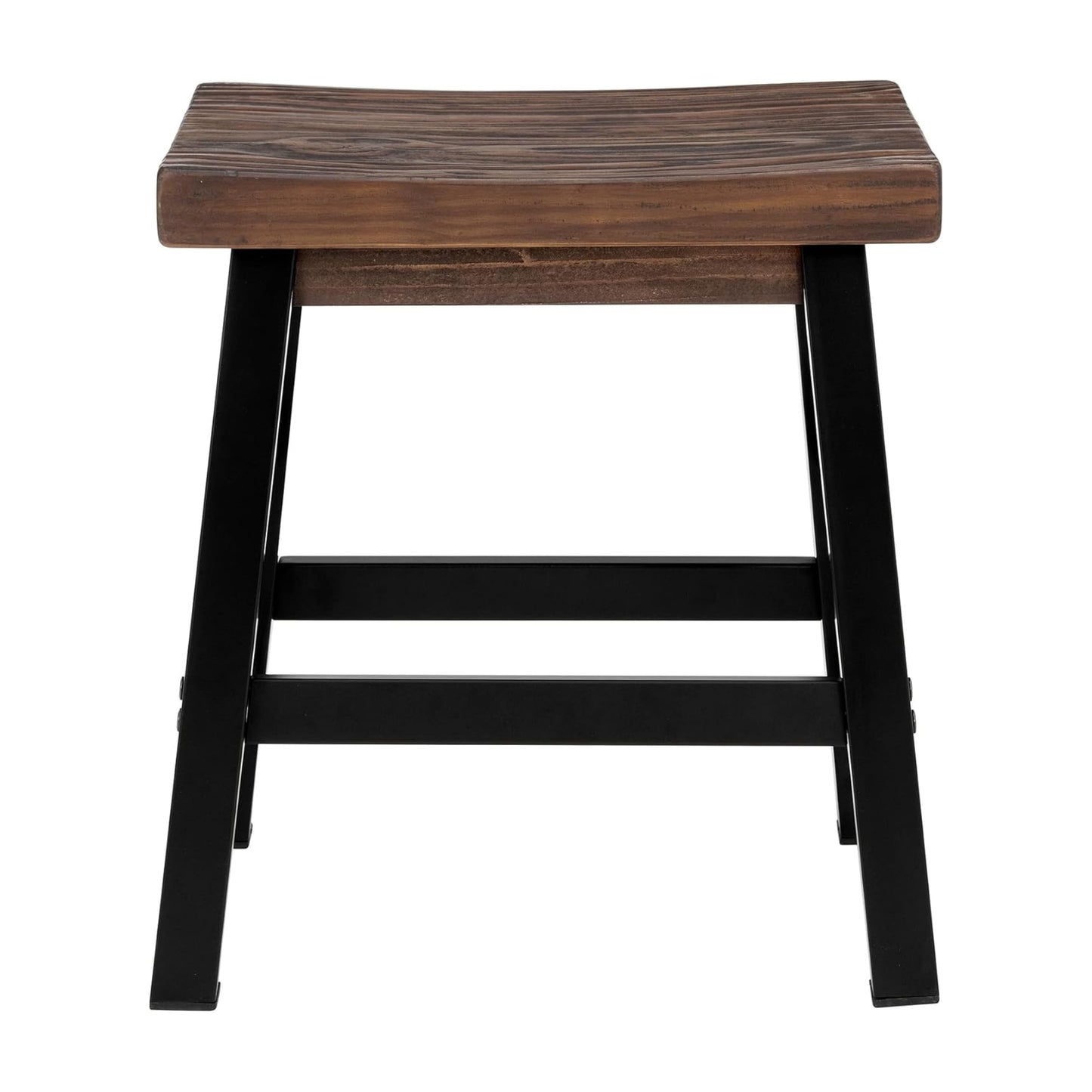 Alaterre Furniture Pomona Rustic Industrial Barstool – 20” Backless Counter Stool with Solid Pine Wood Seat and Black Metal Legs – Farmhouse Seating for Dining Room, Kitchen, or Office (Natural/Black)