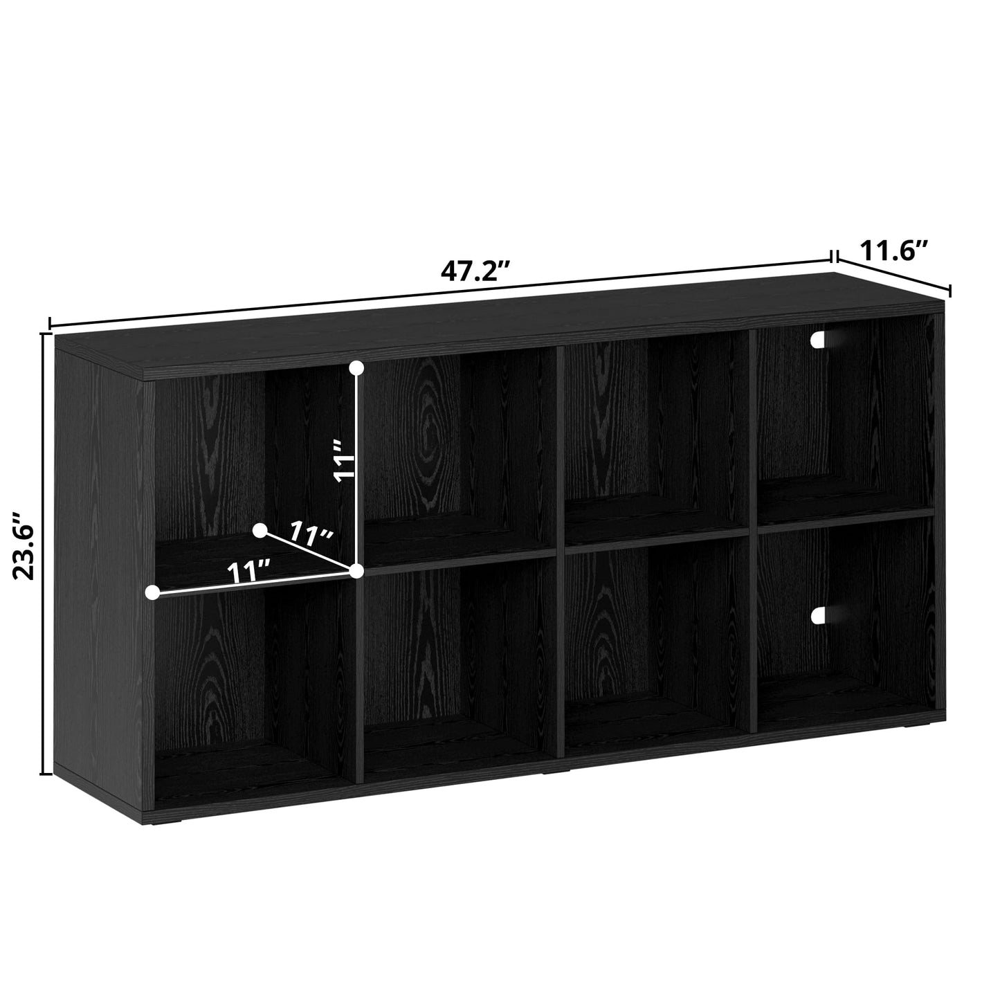 IRONCK Bookshelf, 8-Cube Storage Cube Shelf Organizer, Extra Thick Frame Horizontally & Vertically Reversible Bookcase with Open for Living Room, Bedroom, Home Office, Black
