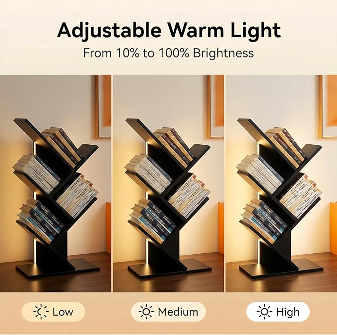 Godferyxin Bookshelf with Liting, Small Bookshelf LED and Desktop Book Shelf