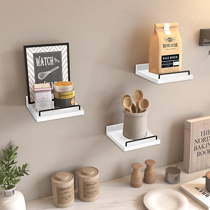 RYOFOBETTO Small Floating Shelf, 6 X 6 Inches Farmhouse Wall Shelves