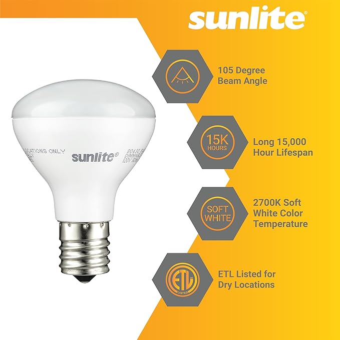 Sunlite LED R14 Mini Flood Light Bulbs, 4 Watts, 280 Lumens, Intermediate Base