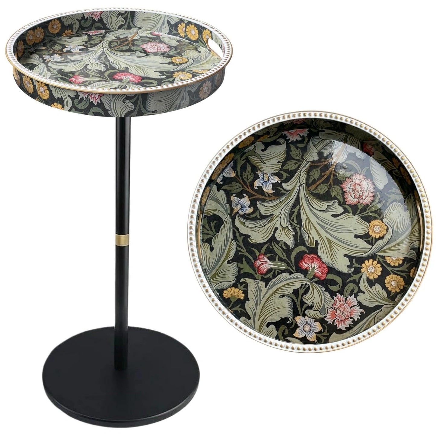 Gesodant Boho Single Leg Round Side Table with Tray Top, Pedestal Drink Table for Small Spaces, Aesthetic Accent Nightstand for Living Room, Bedroom, Corners, and Office (Daisy)