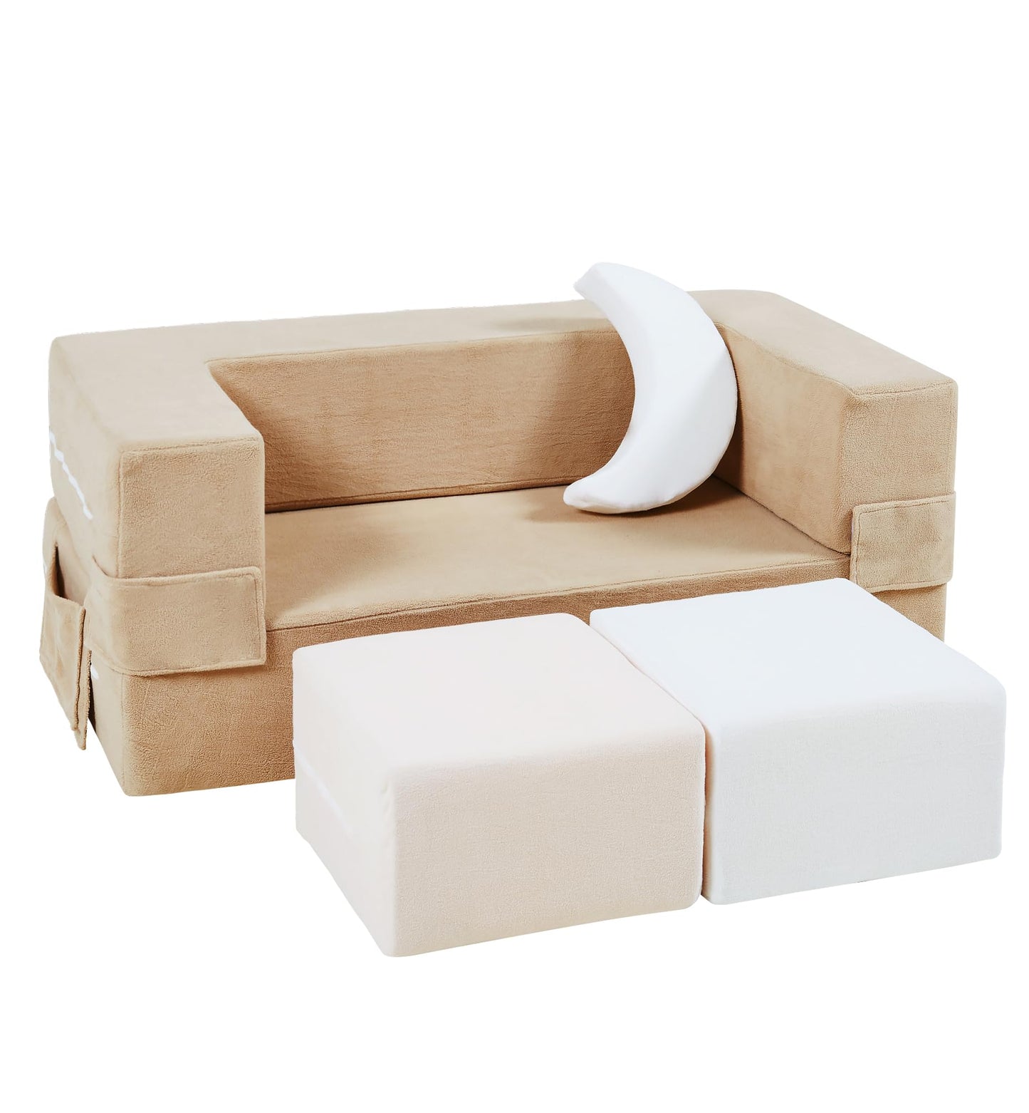 Elftopia Modular Kids Sofa,Toddler Couch Foam Armchair for Kids,Children Convertible Plush Sofa Play Set,Fold Out SofaBed(Classic Color)